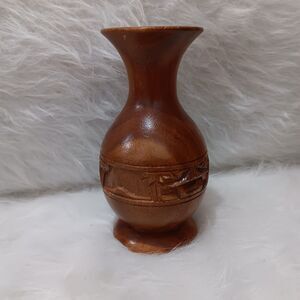 vintage, Monkey Pod Hawaiian  hand-carved wooden vase